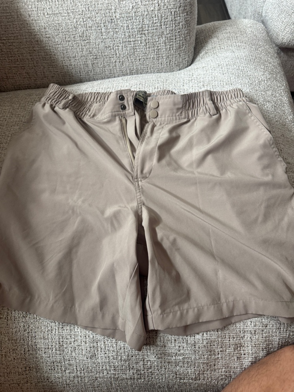 BURLEBO Men's Elastic Waist Shorts - khaki 7 inch inseam